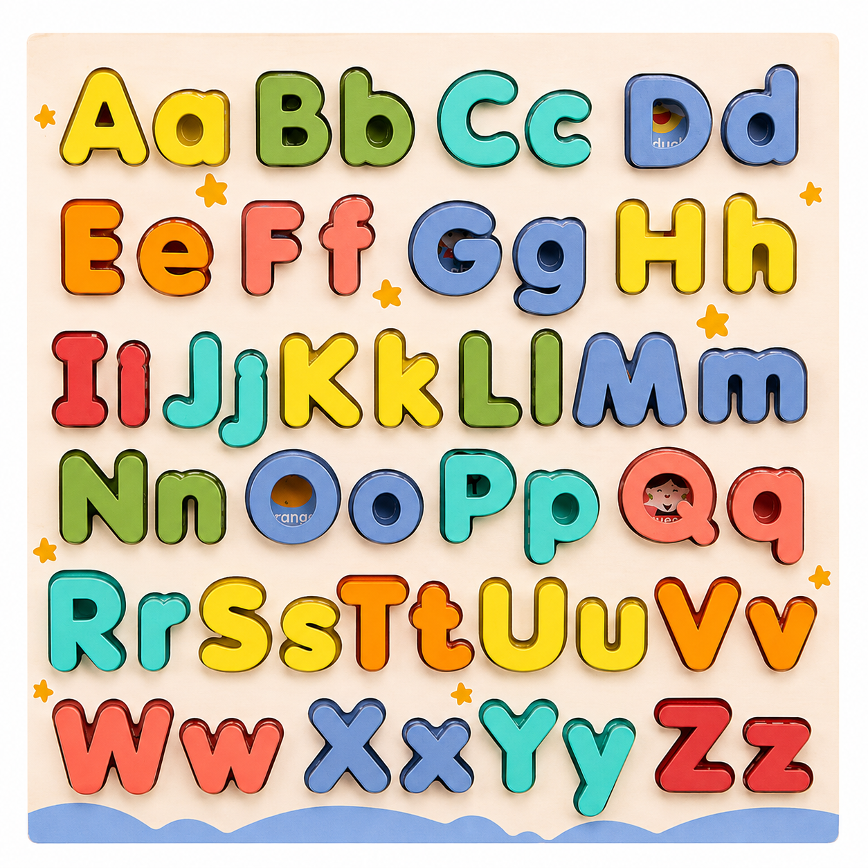Wooden Alphabet Puzzle Board ABC Upper & Lowercase