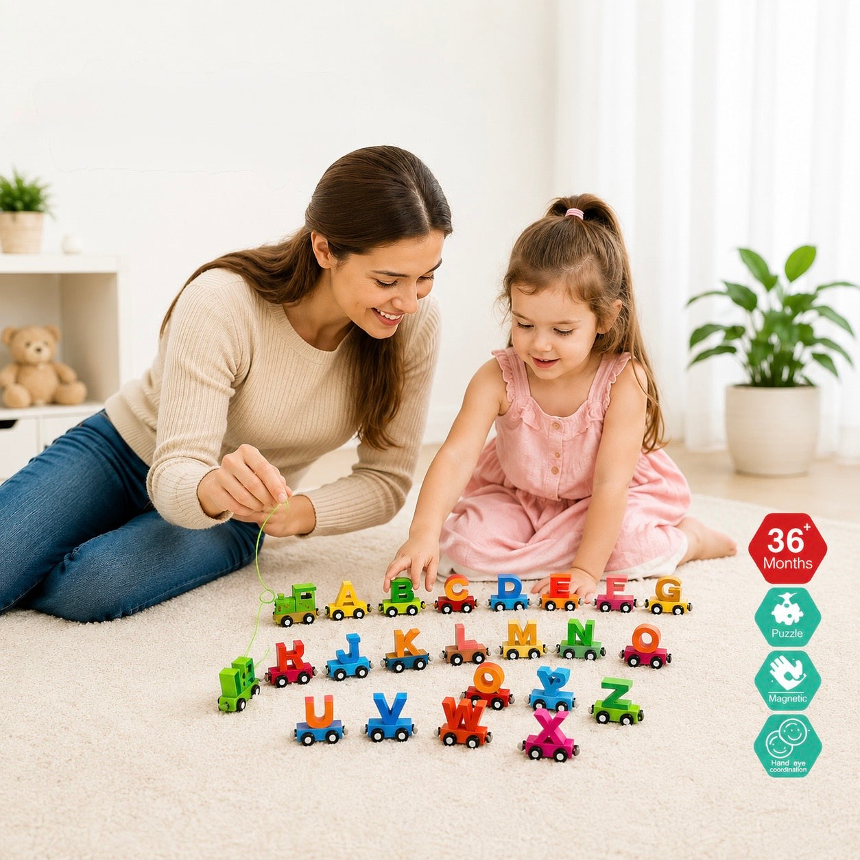 Magnetic Wooden Alphabet Train 26 Letters