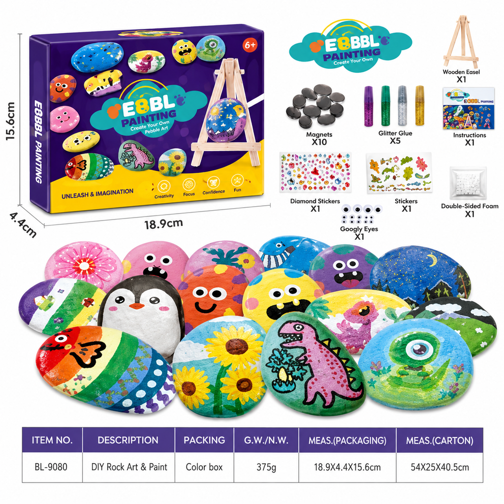 DIY Pebble Painting Kit with Mini Easel