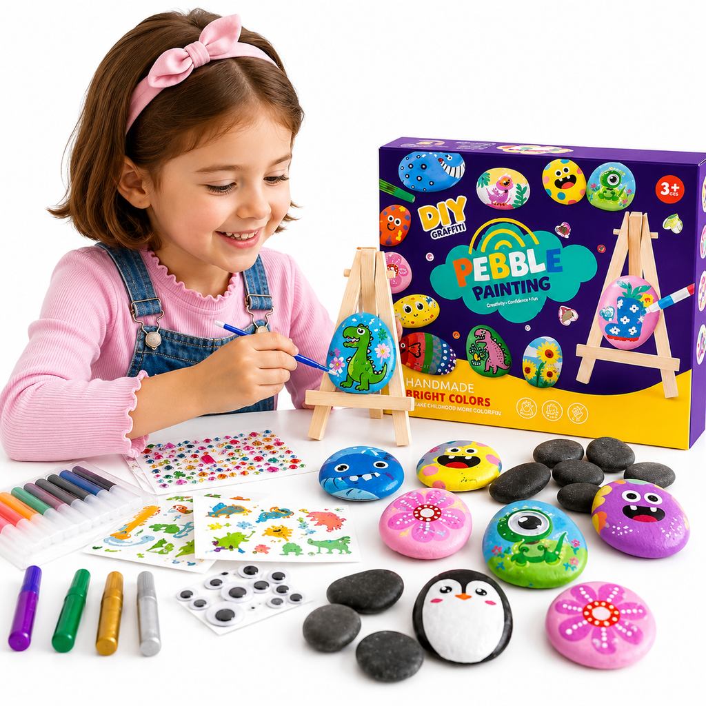 DIY Pebble Painting Kit with Mini Easel