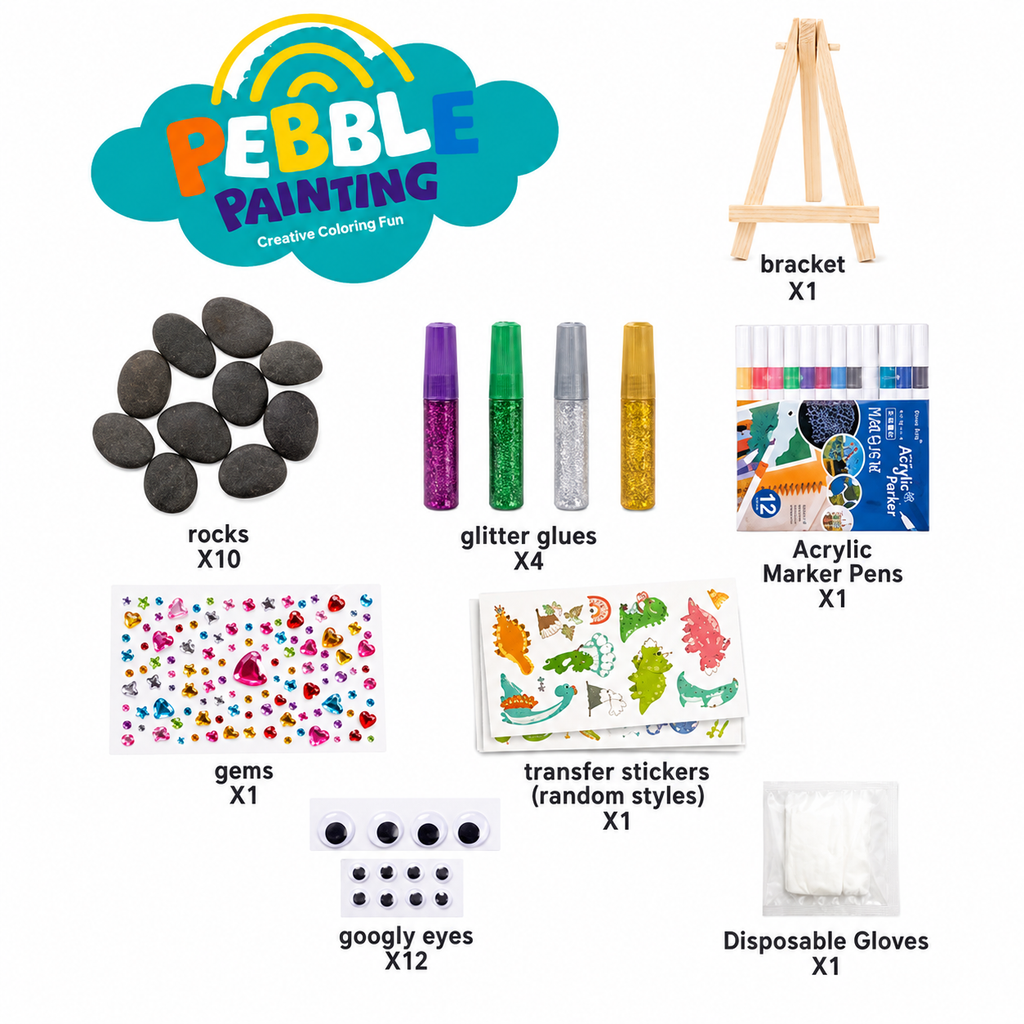 DIY Pebble Painting Kit with Mini Easel