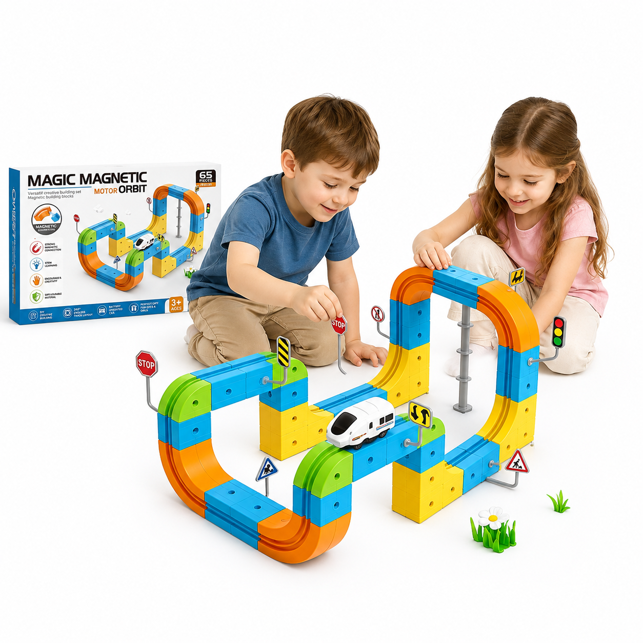Magic Magnetic Motor Orbit Track Set - 65 Pieces