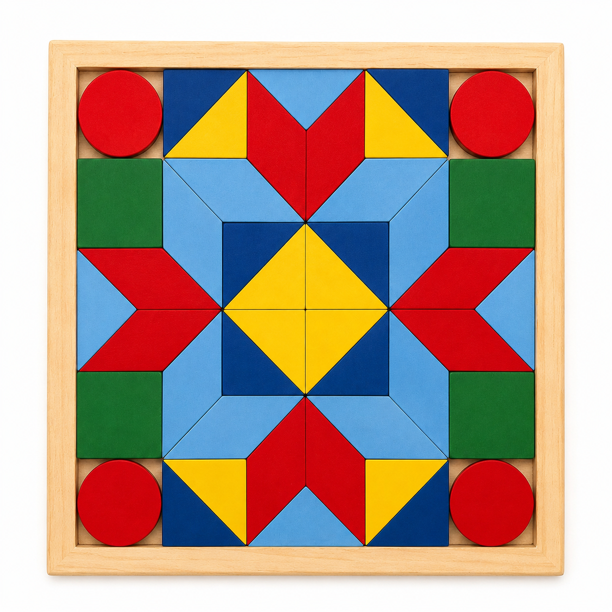 Wooden Mosaic Pattern Blocks with Tray