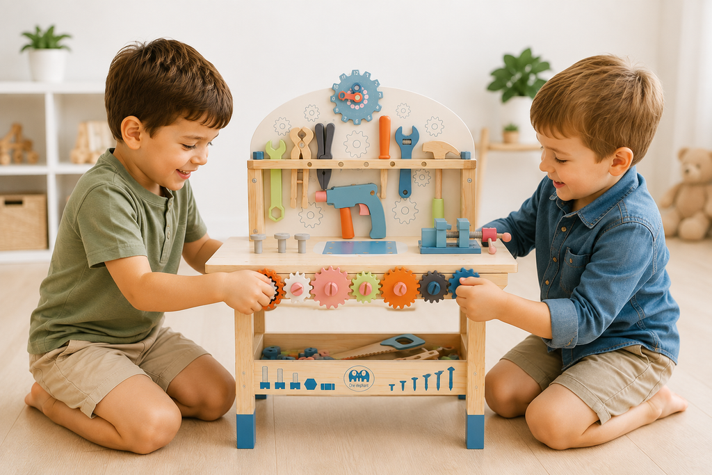 Wooden Workbench and Tool Set for Kids