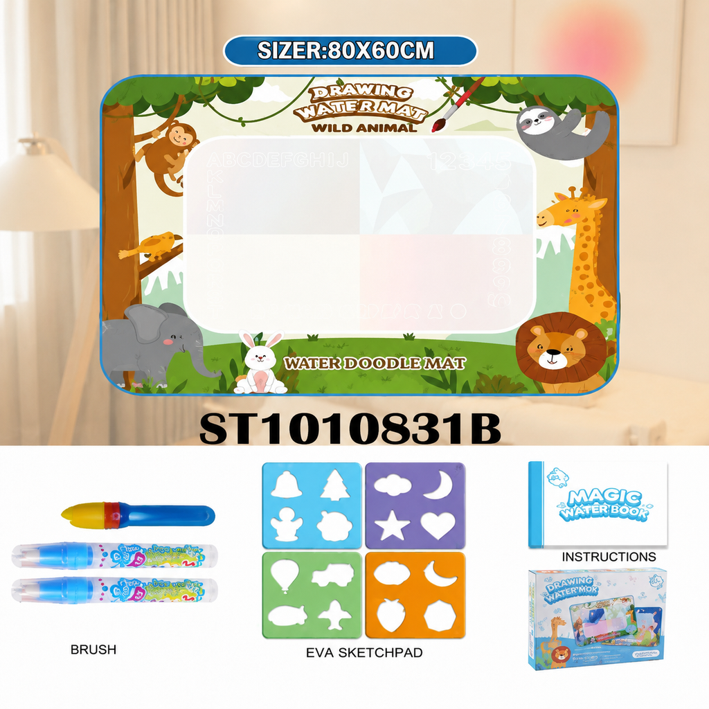 Water Doodle Mat Wild Animal 80x60cm