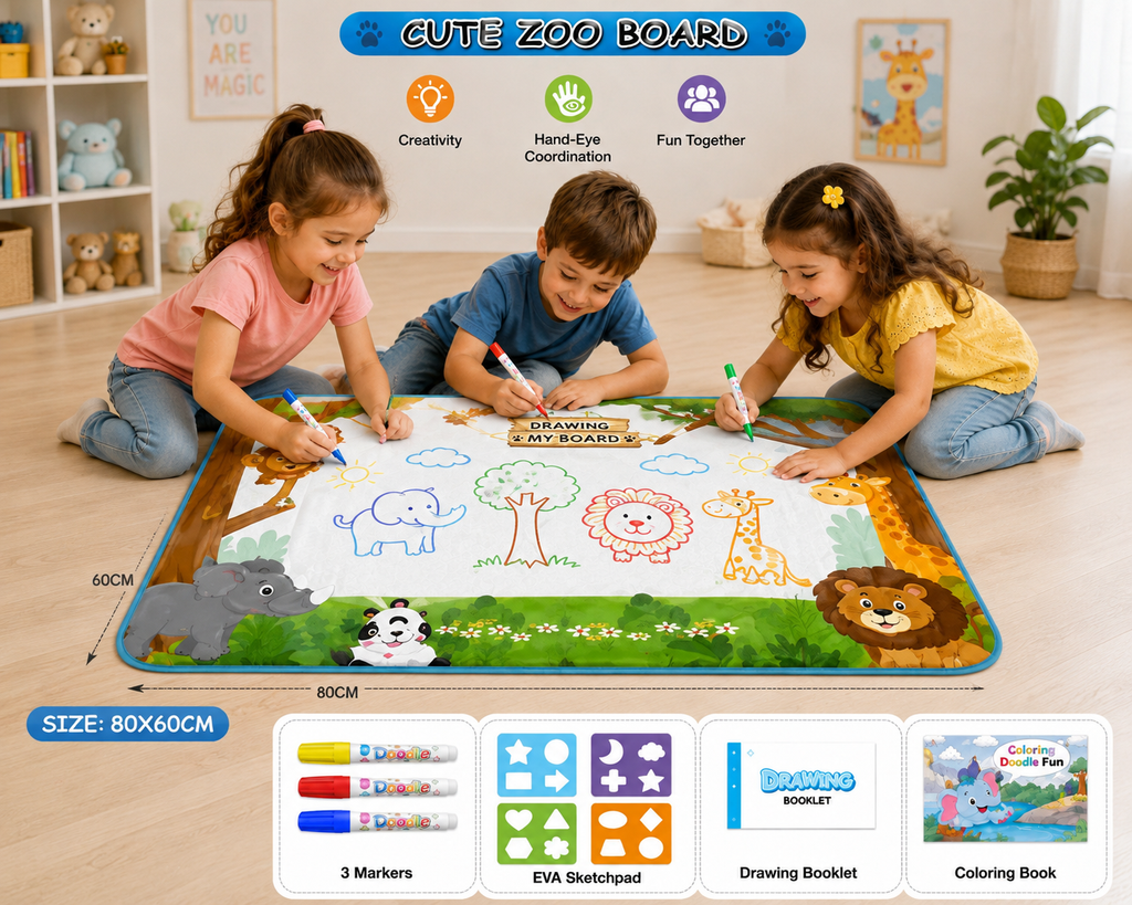 Water Doodle Mat Wild Animal 80x60cm